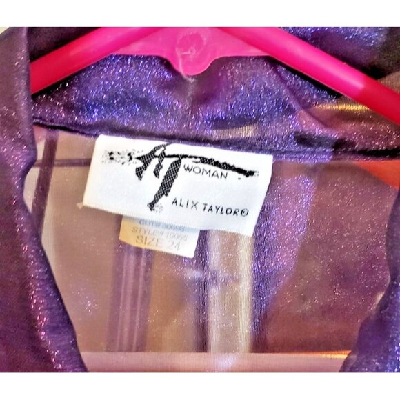 Vintage NWT AT Woman Alix Taylor - Long, Sheer, Purple Jacket / Tunic - Size 24W - Picture 4 of 6